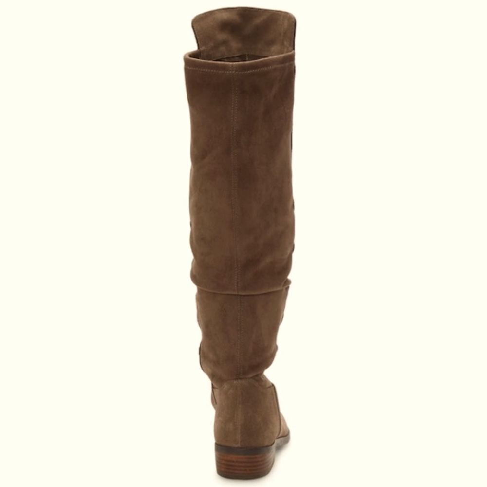 LUCKY BRAND Calypso Brown Suede OTK Boots Sz8.5 NWOB Stretch Panel StepShaft Top - Picture 10 of 14